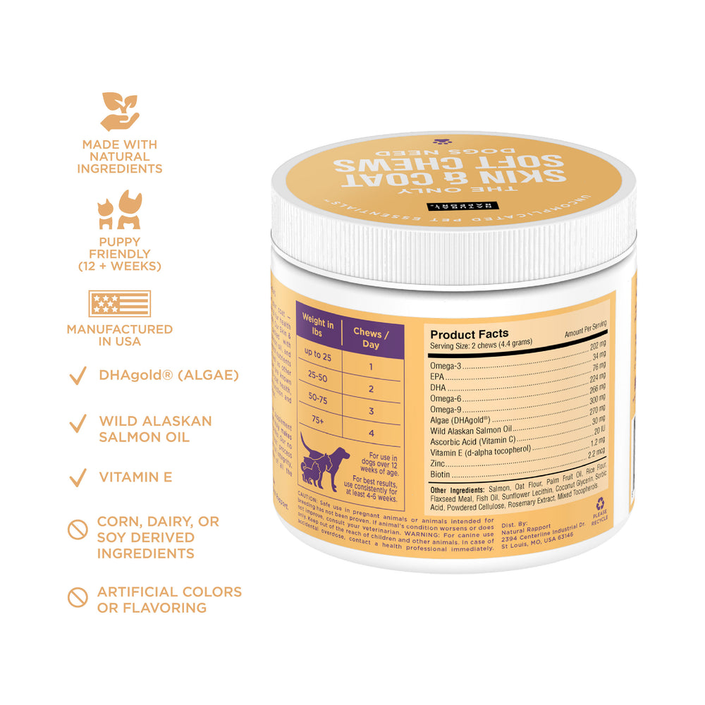 Skin and Coat Soft Chew Supplements for Dogs